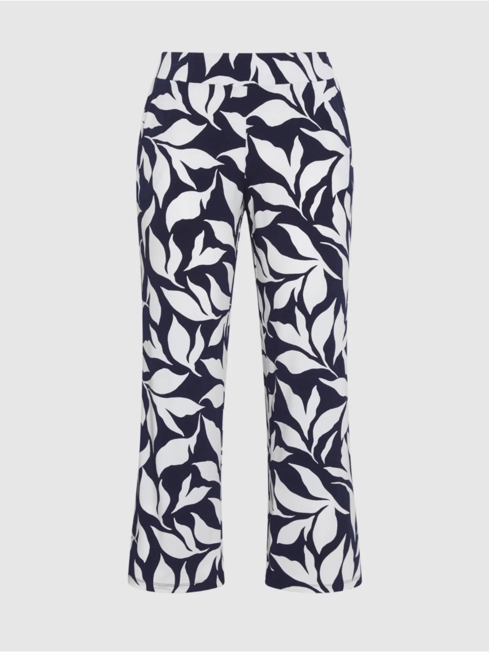 Laura- Leaf-Print Wide Leg Pants in Navy & White, NWT- XL - Picture 1 of 6